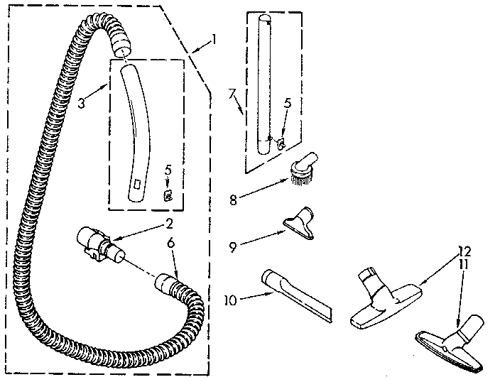 Hose And Attachment Diagram and Parts List for 1162003590  Kenmore Canister Vacuum