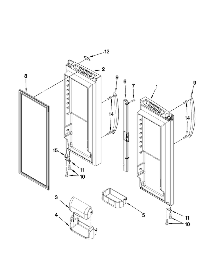 Refrigerator Door Parts Diagram and Parts List for MFF2558VEB7  Maytag Refrigerator