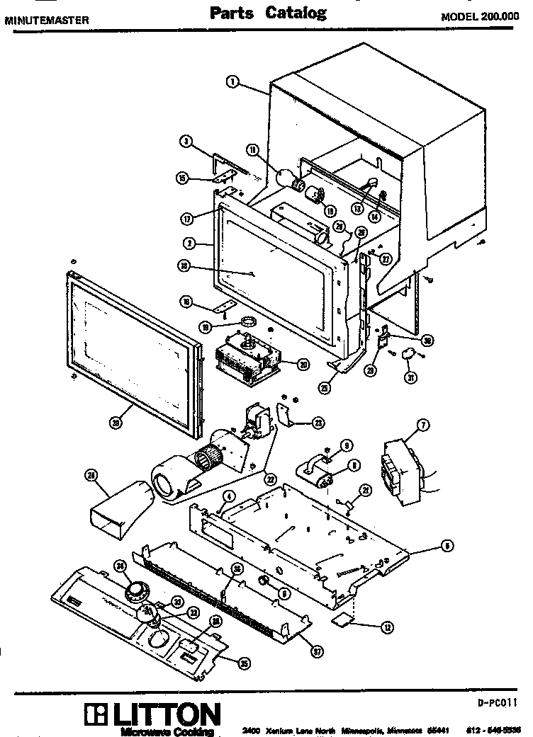 01 - Page 1 Diagram and Parts List for 200000  Maytag Microwave