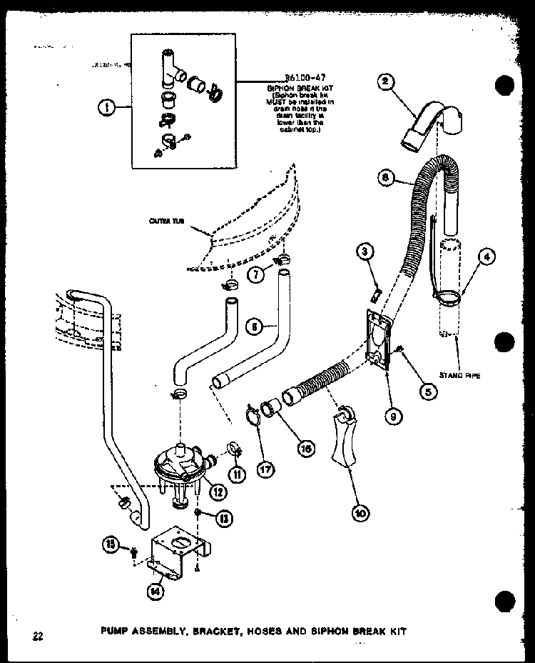 Pump Assembly Diagram and Parts List for TAA400 P77040-2W Amana Washer