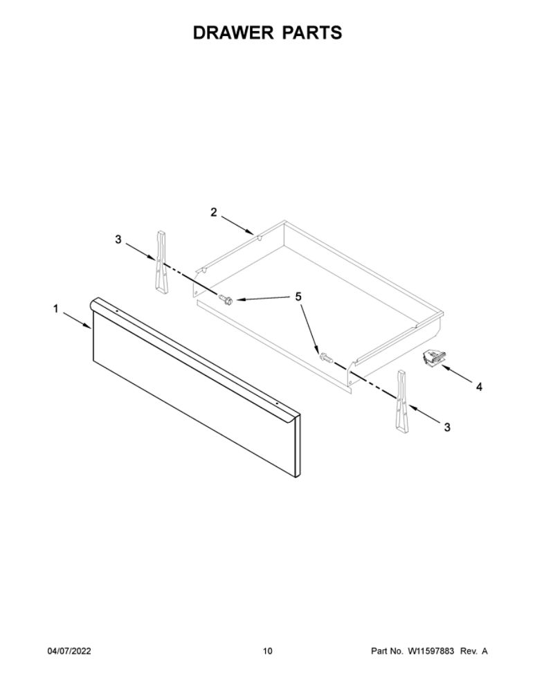 Drawer Parts Diagram and Parts List for YAER6303MFS5  Amana Range