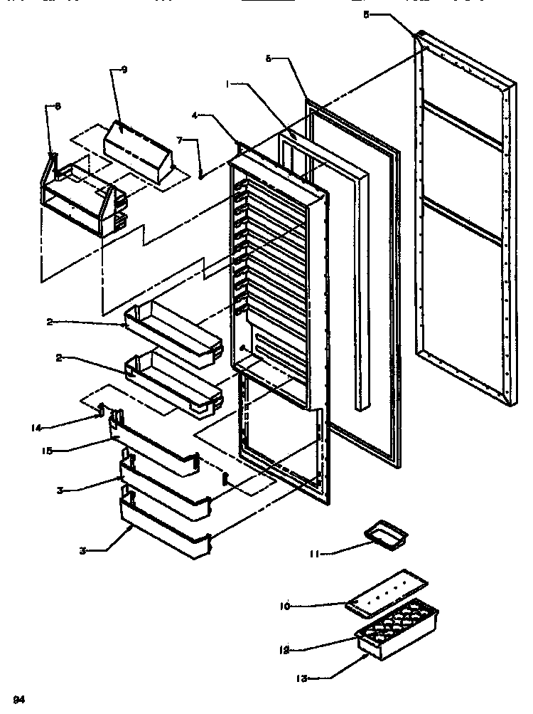 Refrigerator Door Diagram and Parts List for SSD522NBW-P1181001WW  Amana Refrigerator
