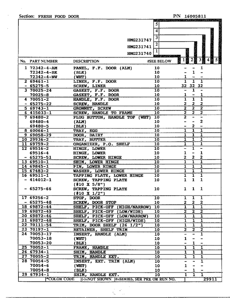 Fresh Food Door Page 2 Diagram and Parts List for 231740  Admiral Refrigerator
