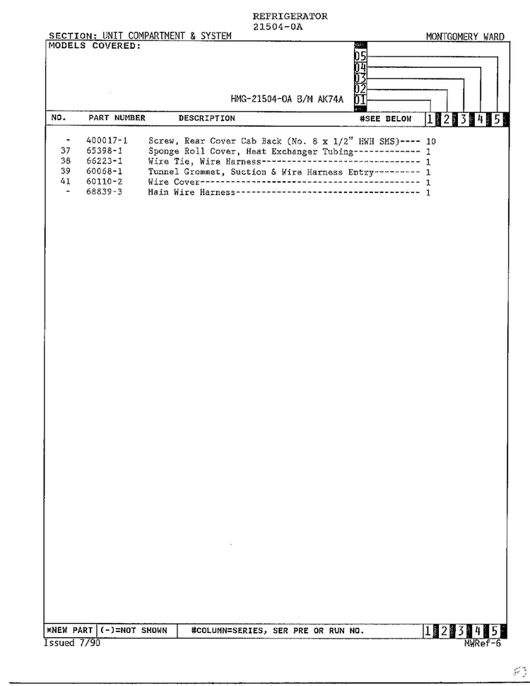 Unit Compartmane An System Page 3 Diagram and Parts List for 21504-0A  Admiral Refrigerator