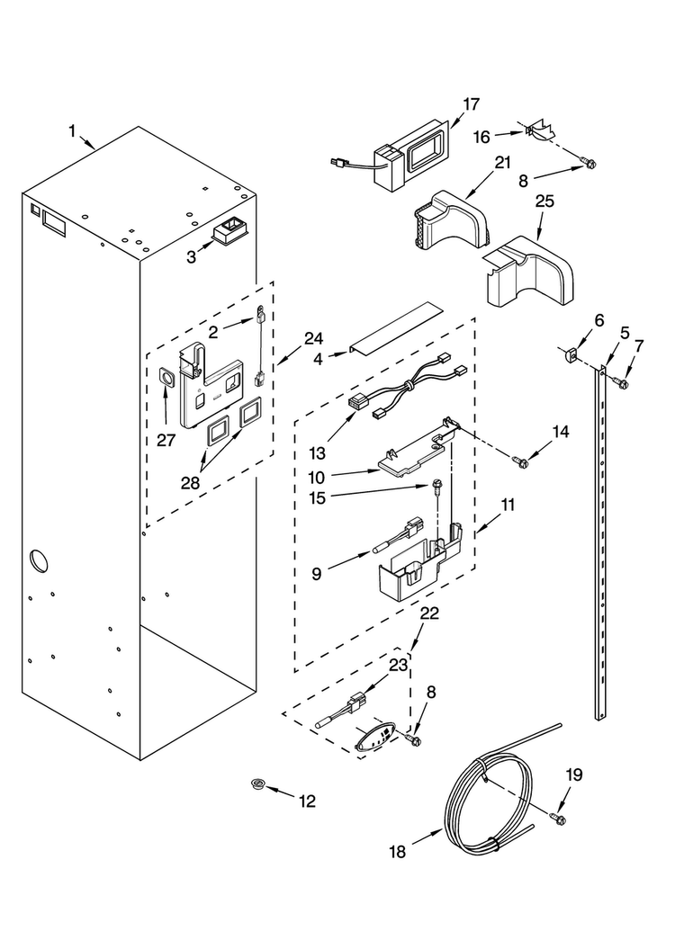Refrigerator Liner Parts Diagram and Parts List for JS42SEDUDB01  Jenn-Air Refrigerator
