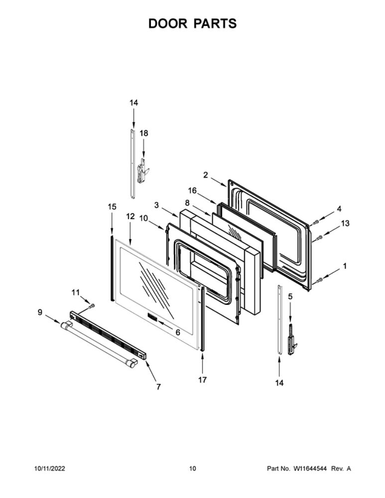 Door Parts Diagram and Parts List for MGR6600FZ6  Maytag Range