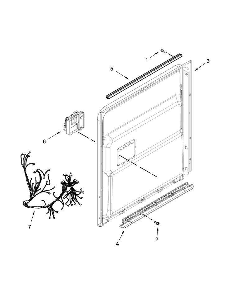 Inner Door Parts Diagram and Parts List for JDB9000CWS2  Jenn-Air Dishwasher