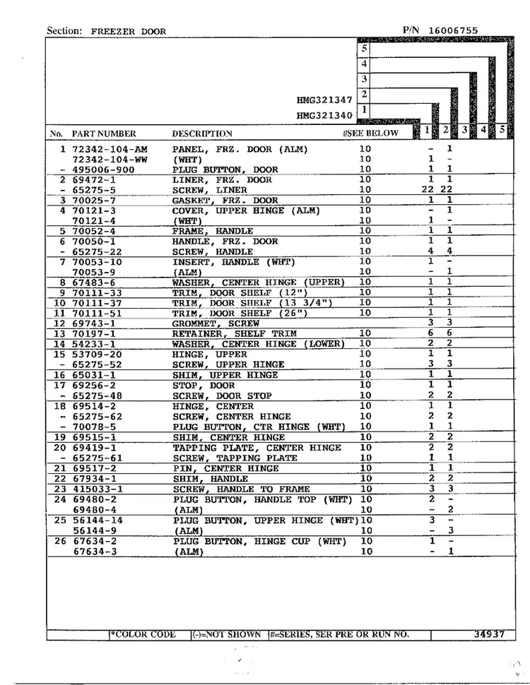 Freezer Door Page 2 Diagram and Parts List for 321340  Admiral Refrigerator