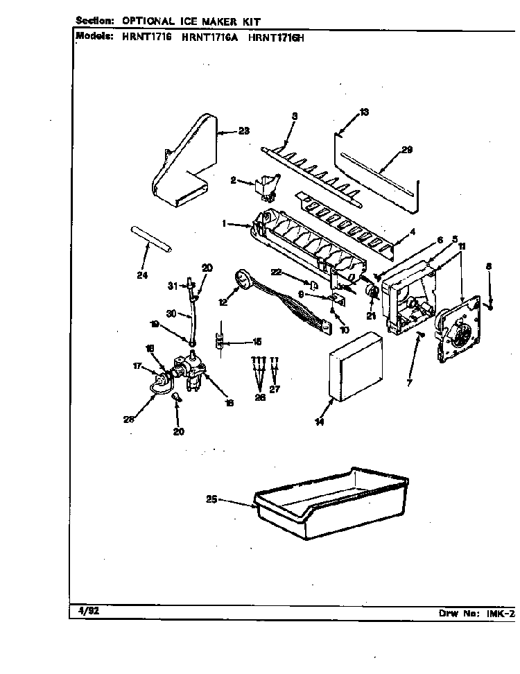 Optional Ice Maker Kit Diagram and Parts List for HRNT1716 BF34A Maytag Refrigerator