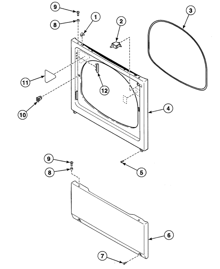 Front Panel Diagram and Parts List for SDEF07QJ1500  Speed Queen Dryer