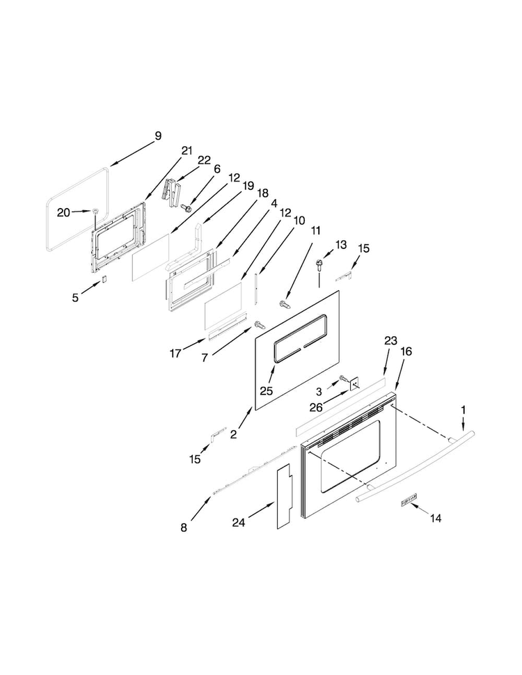 Door Parts Diagram and Parts List for JDS9865BDP23  Jenn-Air Range