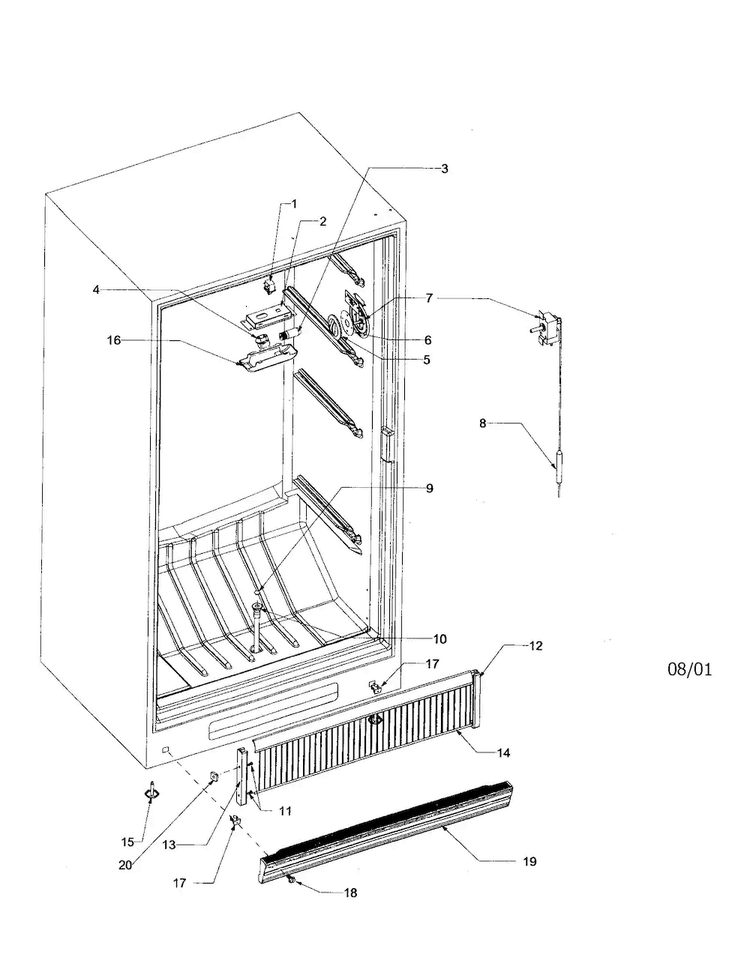 Freezer Compartment Diagram and Parts List for AFU1201AW-PAFU1201A  Amana Freezer