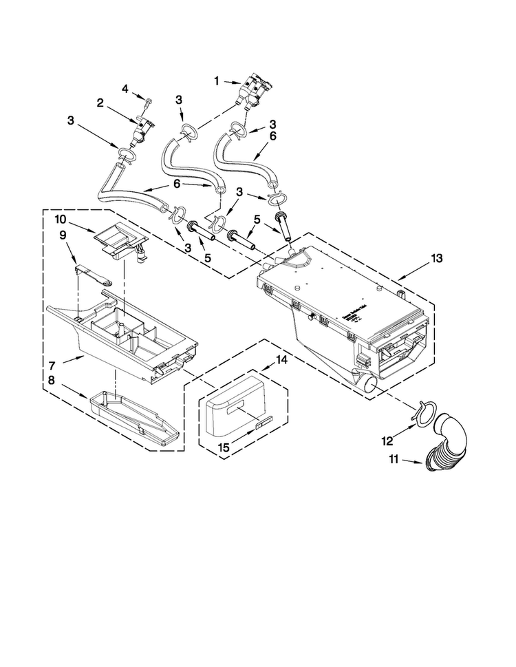 Dispenser Parts Diagram and Parts List for MHWE250XL00  Maytag Washer