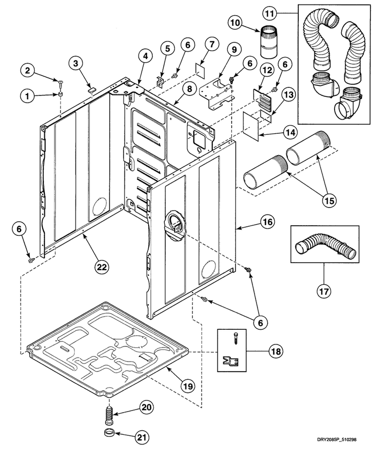 Cabinet Assy Diagram and Parts List for SDE807QF  Speed Queen Dryer