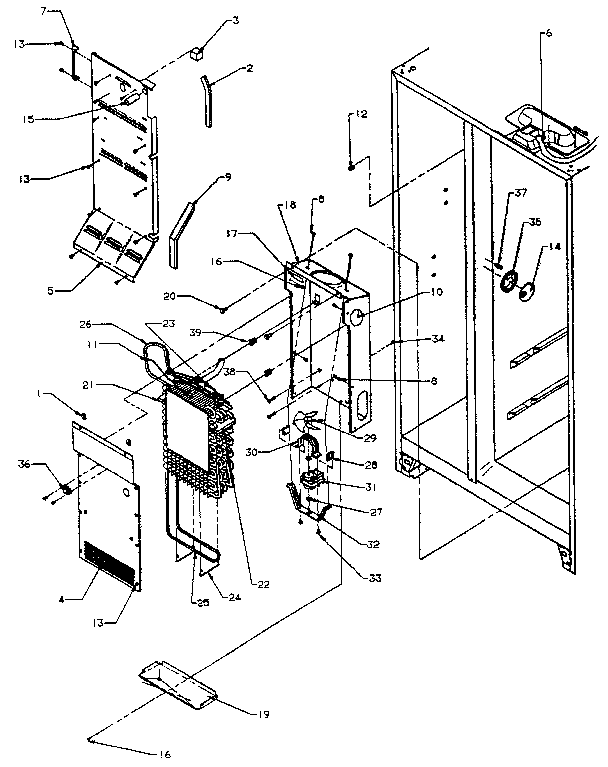 Evaporator Diagram and Parts List for SXDE27N-P1162203W  Amana Refrigerator