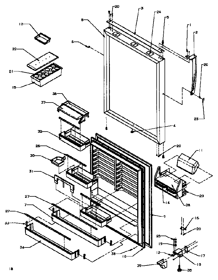 Refrigerator Door Diagram and Parts List for TG18R2-P1181701WW  Amana Refrigerator
