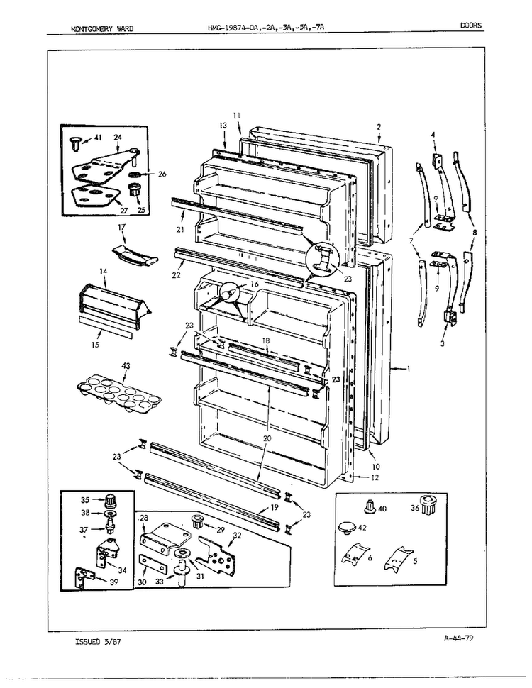 Doors/misc Diagram and Parts List for 19284A  Admiral Refrigerator