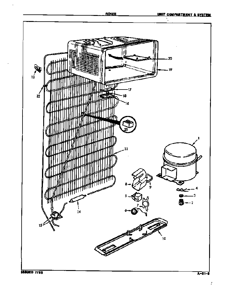 Unit Compartment & System Diagram and Parts List for RC12H E8S00 Maytag Refrigerator