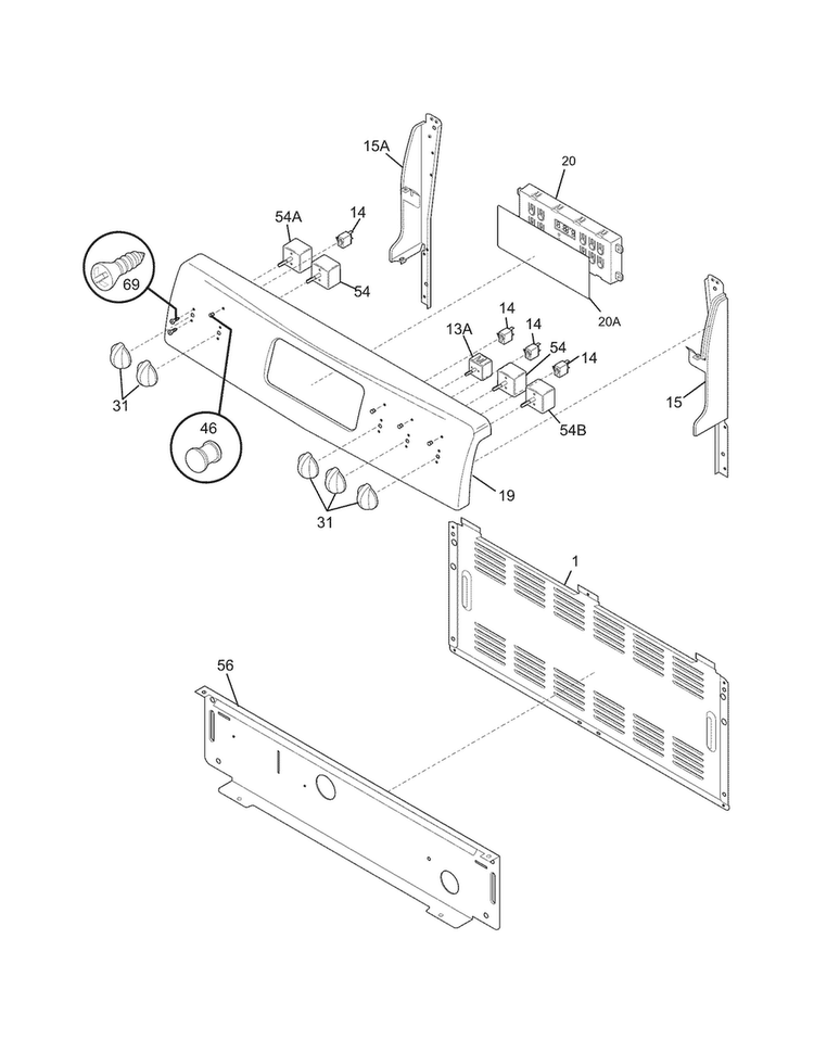 Backguard Diagram and Parts List for CRE3890LSK  Crosley Range