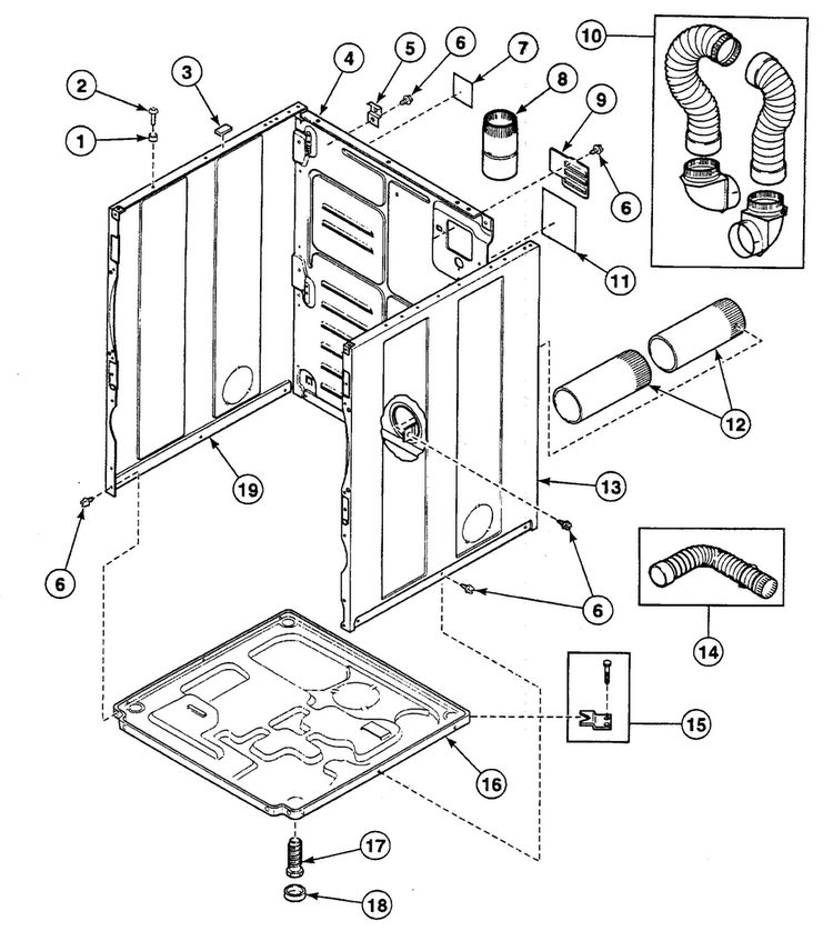 Cabinet Diagram and Parts List for SSEZ17WF1500  Speed Queen Dryer