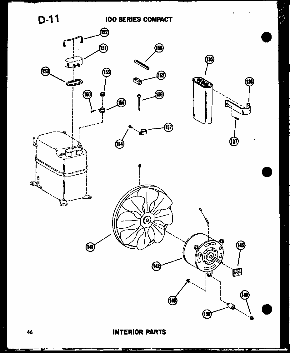 Interior Parts Diagram and Parts List for 109-5PE P54975-32R Amana Air Conditioner