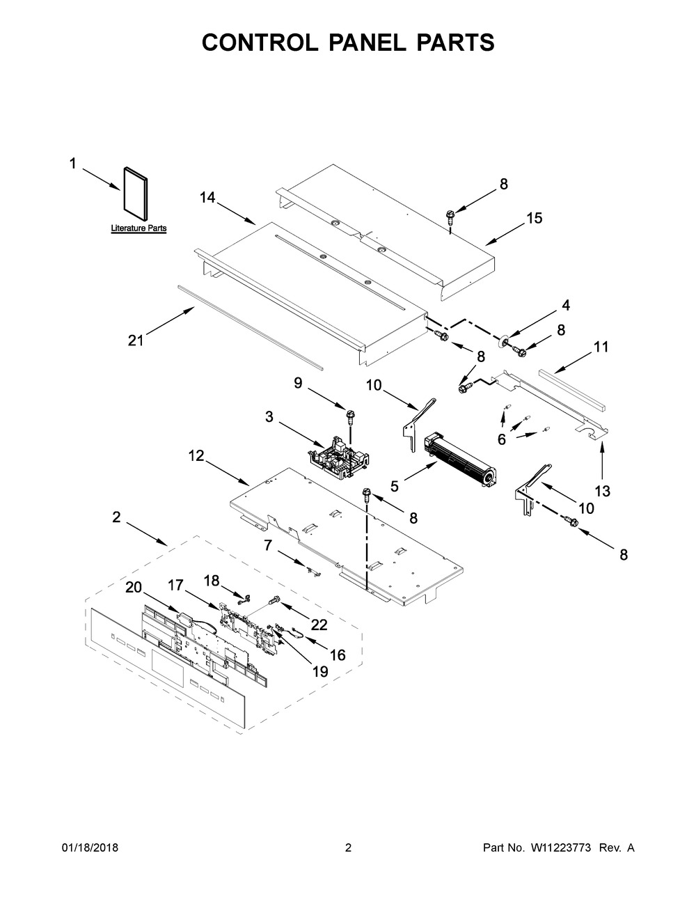Control Panel Parts Diagram and Parts List for JJW2830DB02  Maytag Wall Oven
