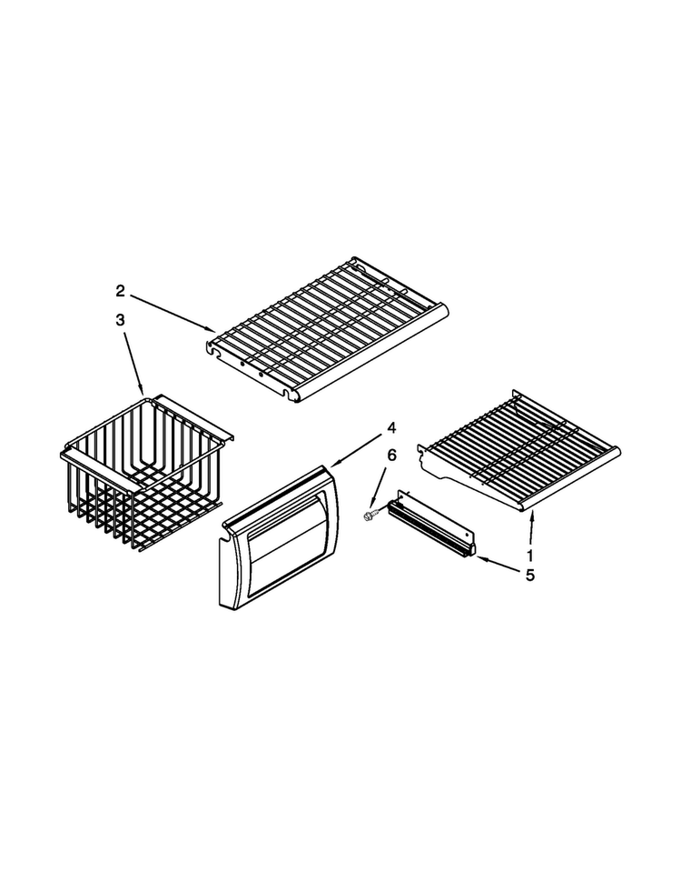 Freezer Shelf Parts Diagram and Parts List for JS42SEDUDW14  Jenn-Air Refrigerator