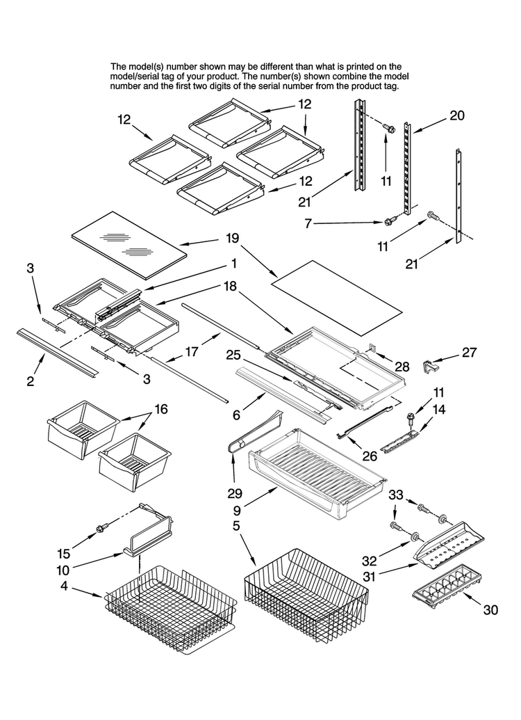 Shelf Parts Diagram and Parts List for AB2526PEKW12  Amana Refrigerator