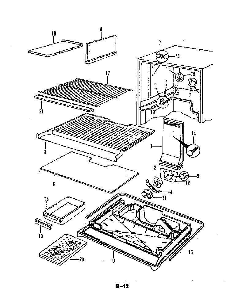 Freezer Compartment Diagram and Parts List for RB17EA-2AF 5C46B Magic Chef Refrigerator