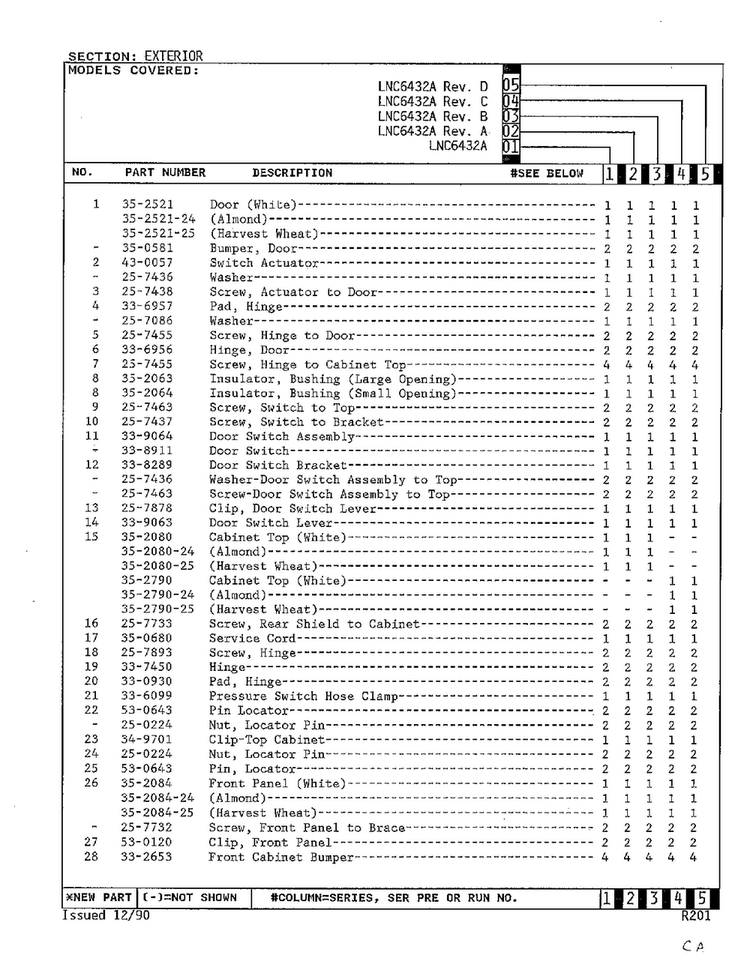 Exterior Page 2 Diagram and Parts List for 6432A  Norge Washer