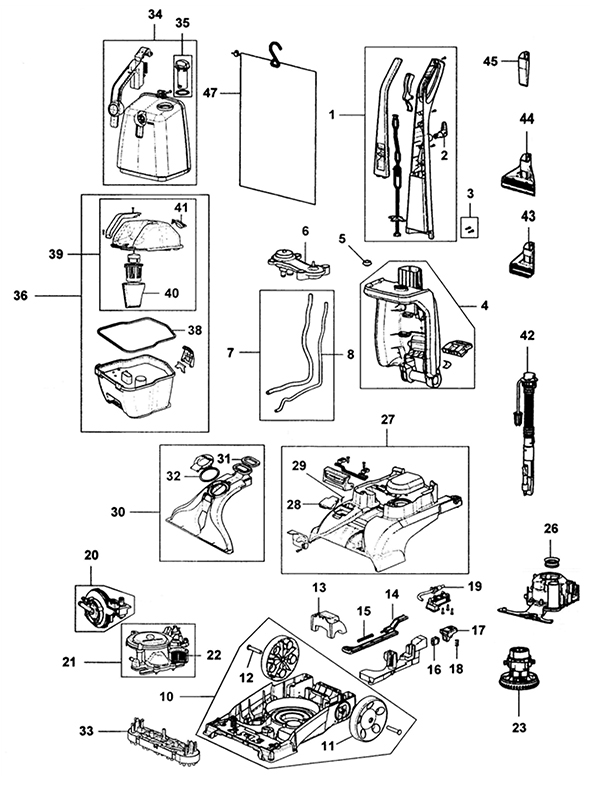 Diagram Diagram and Parts List for FH50135  Hoover Steamer