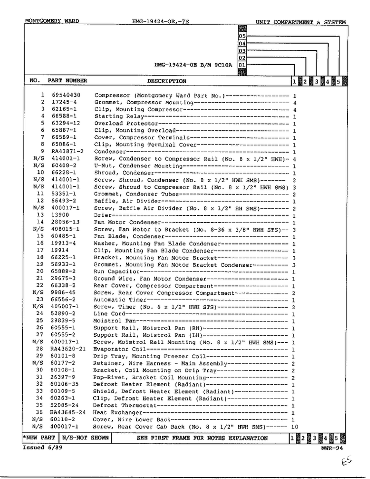 Unit Compartment And System Page 2 Diagram and Parts List for 19424E  Admiral Refrigerator