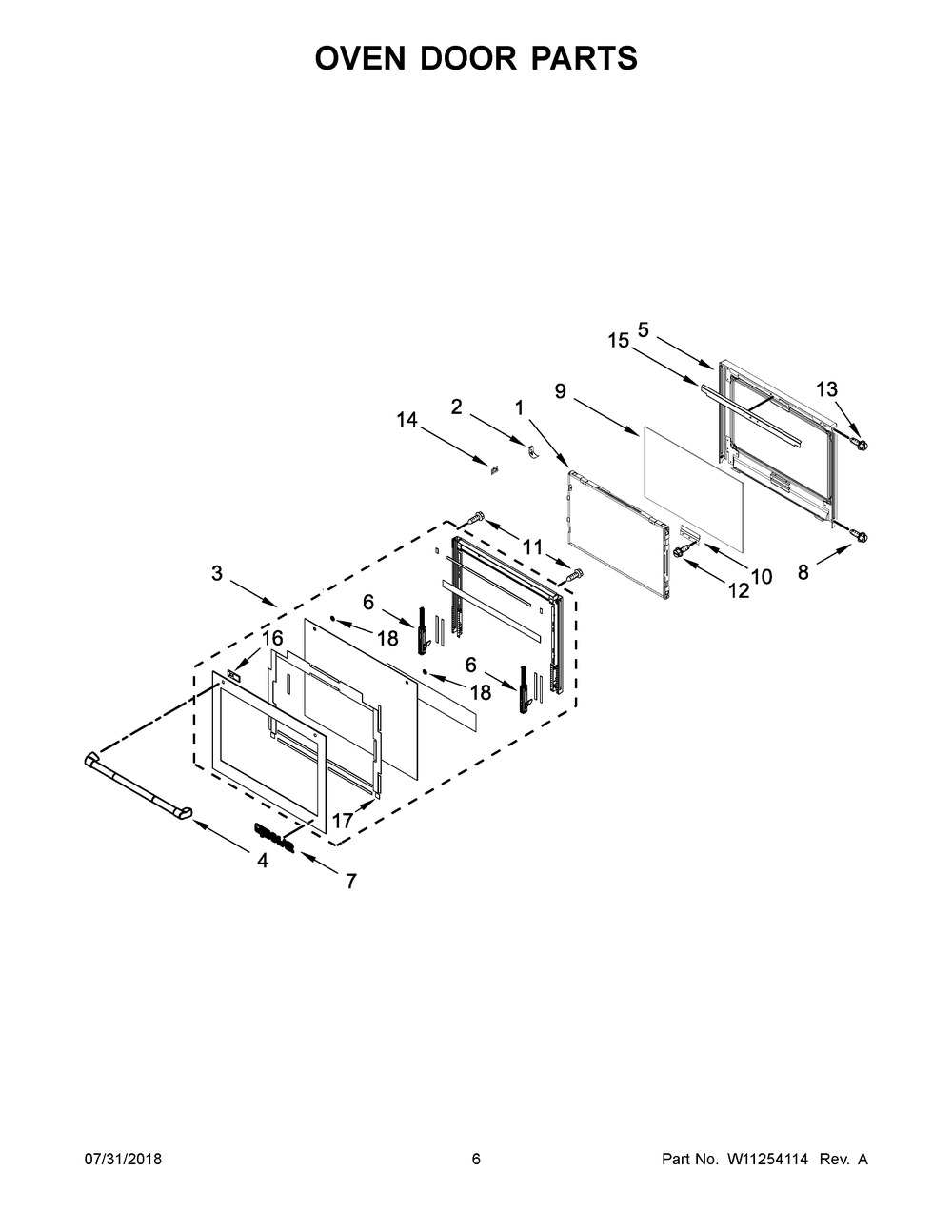 Oven Door Parts Diagram and Parts List for JMW3430DP03  Maytag Microwave Oven Combo