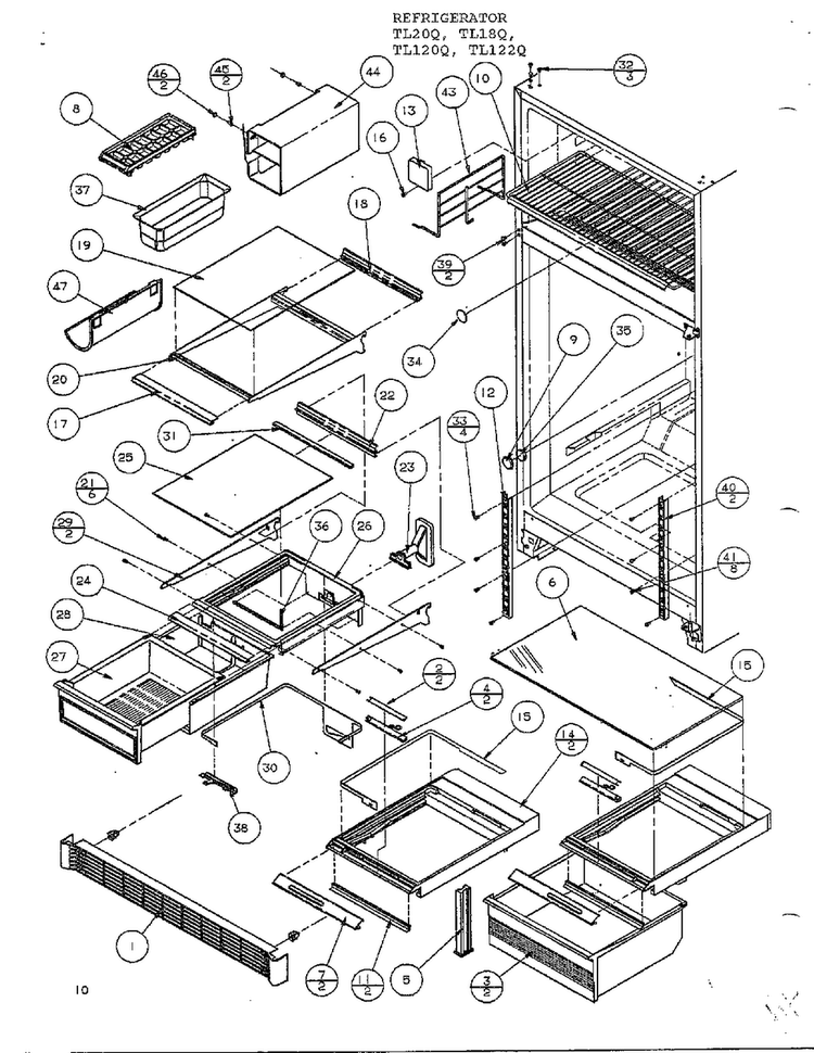 Cabinet Shelving Page 3 Diagram and Parts List for TL120Q  Amana Refrigerator