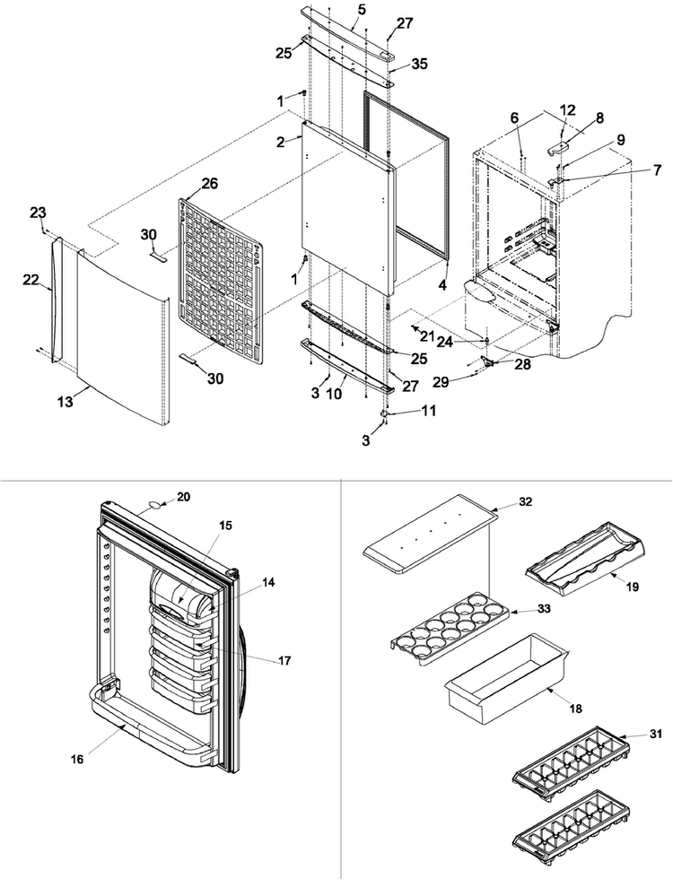 Refrigerator Door Diagram and Parts List for XRBS209BWR-PXRBS209BWR0  Amana Refrigerator