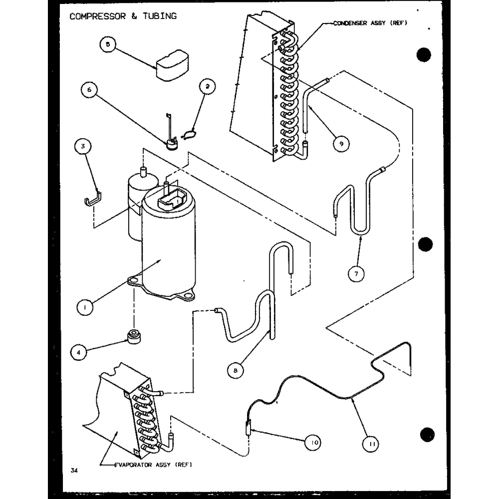 Compressor & Tubing 2 Diagram and Parts List for PTC12400EC P9872415R Amana Air Conditioner