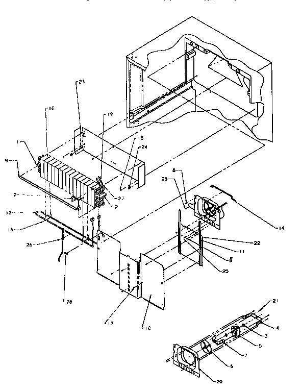 Evaporator Assembly Diagram and Parts List for TH18S3W-P1195301W  Amana Refrigerator