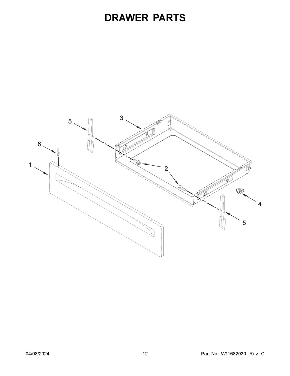Drawer Parts Diagram and Parts List for MGR6600PZ0  Maytag Range