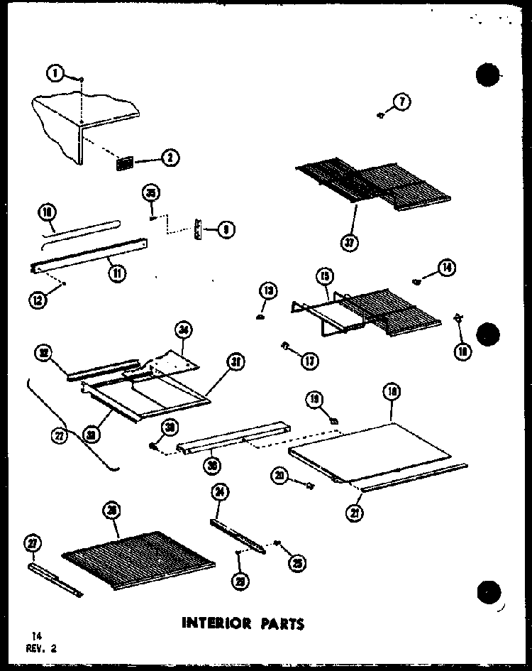 Interior Parts Diagram and Parts List for TD523E-P75288-1W  Amana Refrigerator