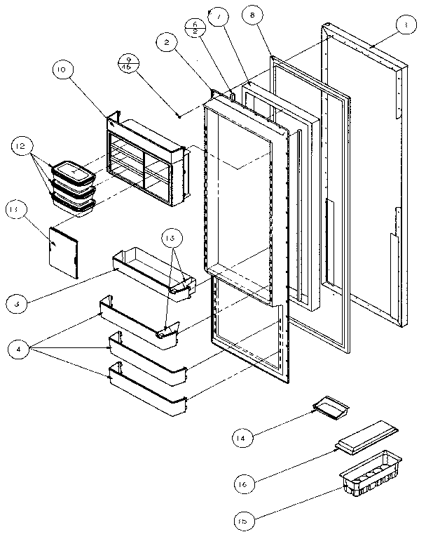 Refrigerator Door Diagram and Parts List for 36048-P1122102W  Amana Refrigerator