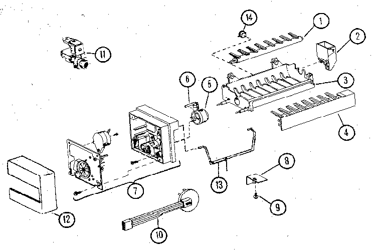 8 Cube Compact Ice Maker - Assembly No. D7824701 Diagram and Parts List for SX120J-P7870122W  Amana Refrigerator