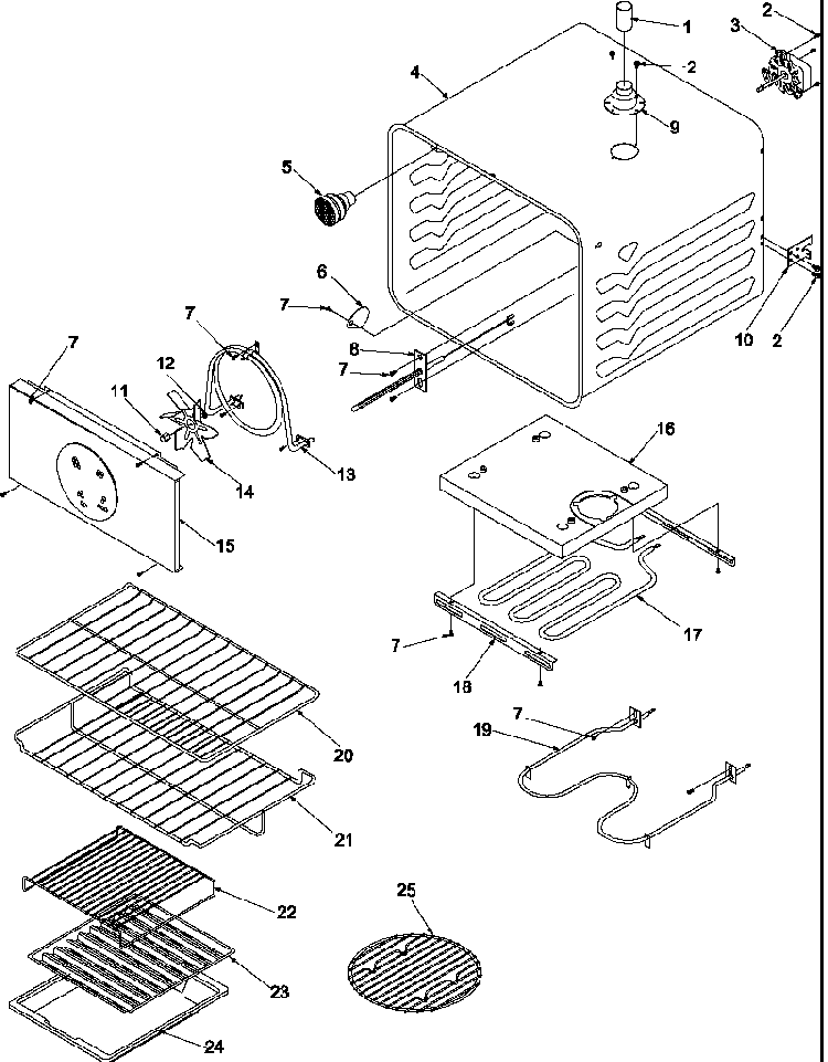 Cavity Diagram and Parts List for AOCS2740E-P1132358NE  Amana Wall Oven