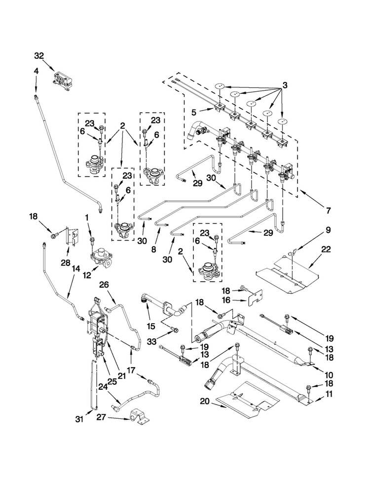 Manifold Parts Diagram and Parts List for MGR6775BDS20  Maytag Range