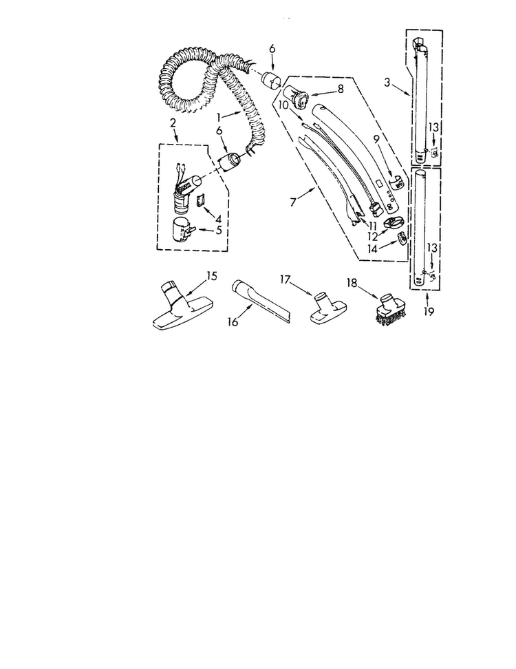 Hose And Attachments Diagram and Parts List for 1162324390  Kenmore Canister Vacuum