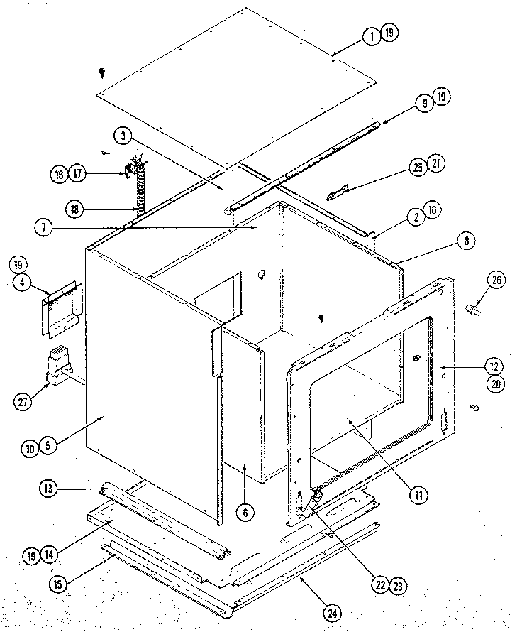 Basic Body Diagram and Parts List for W156  Jenn-Air Wall Oven
