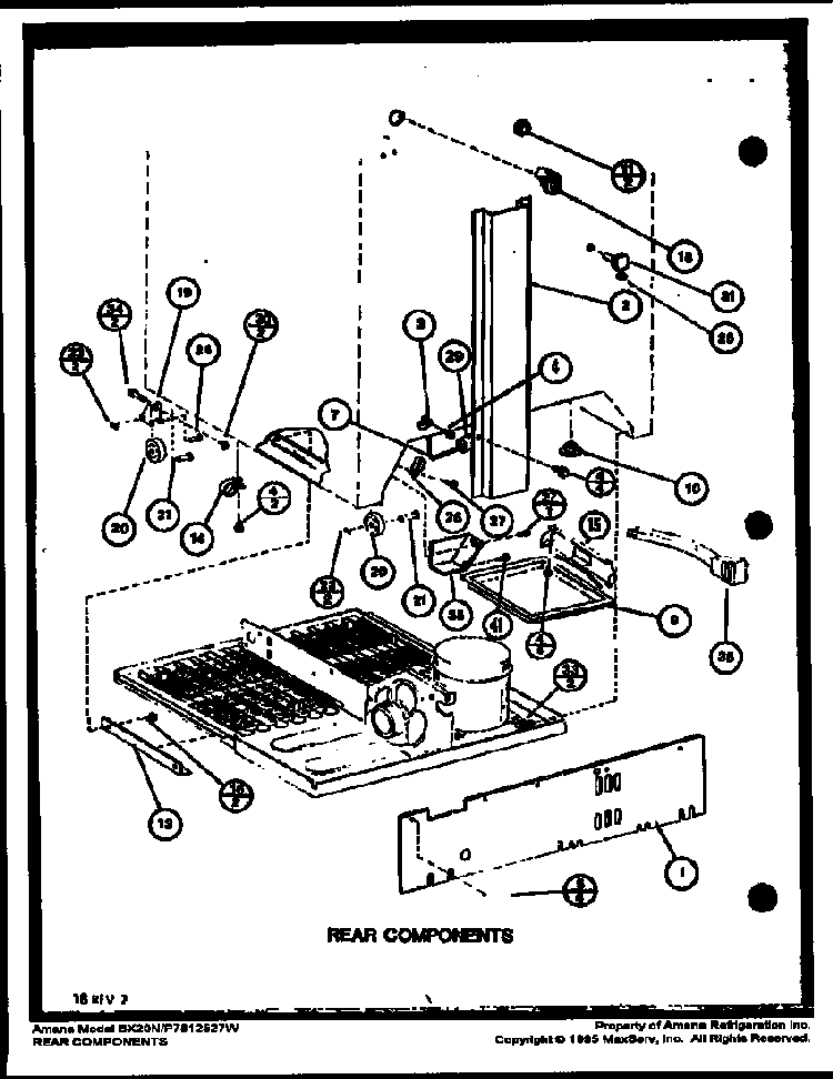Section 1 Diagram and Parts List for BX20M-P7812520W  Amana Refrigerator