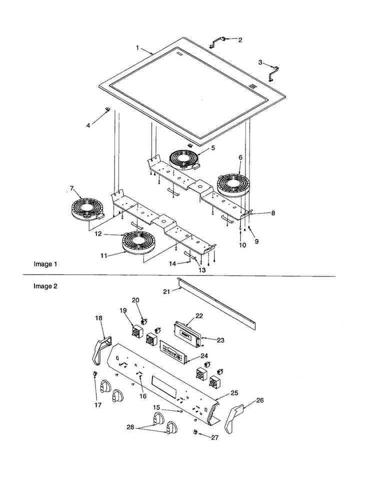 Main Top And Backguard Diagram and Parts List for ARTS6651E-P1143903NE  Amana Range