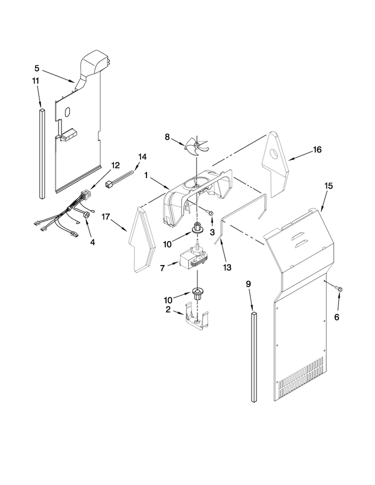 Air Flow Parts Diagram and Parts List for CS25CFXTQ02  Crosley Refrigerator