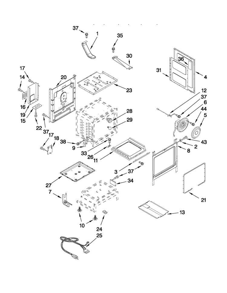 Chassis Parts Diagram and Parts List for MGR8772WB0  Maytag Range