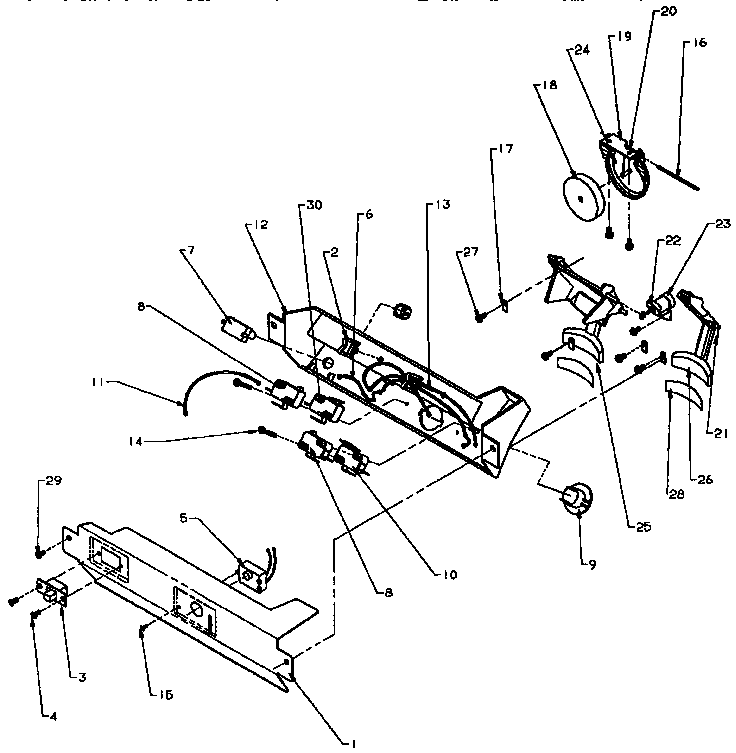 Dispenser Controls Diagram and Parts List for SXD25N-P1162419W  Amana Refrigerator